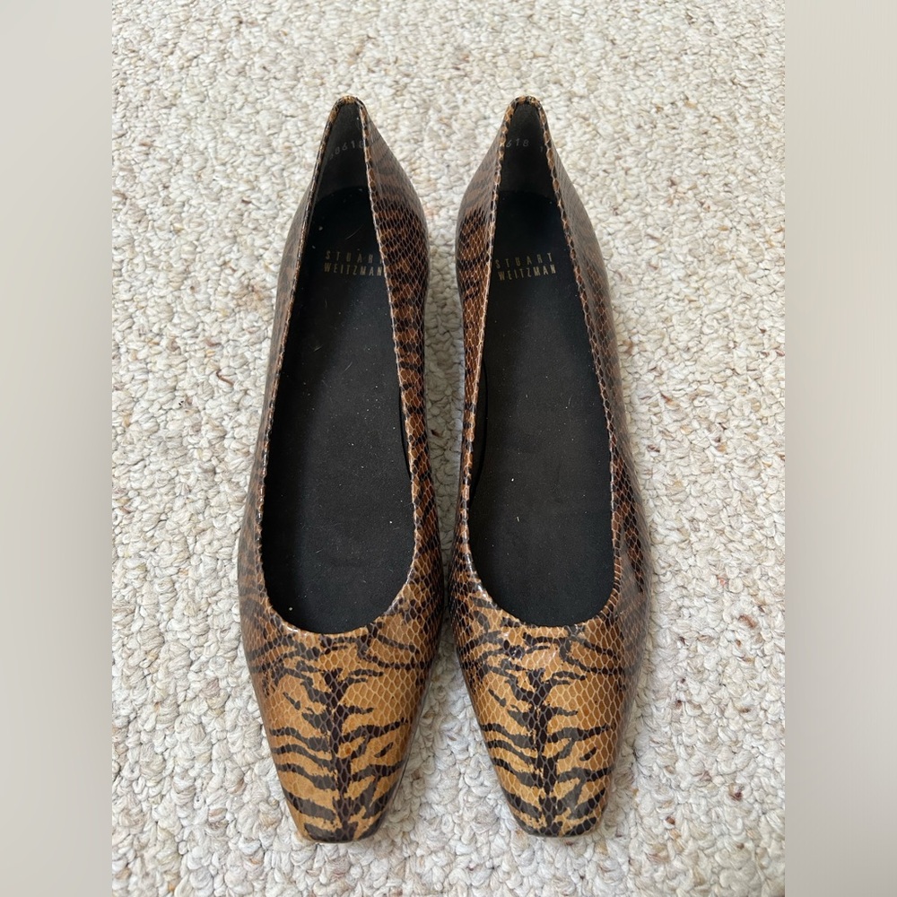 Stuart Weitzman Brown Animal Print Flats